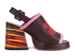 Fluevog Shoes Riverdale | Slingback Platform Heel Burgundy/Pink Outlet