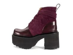 Fluevog Shoes Smarty | Lace-Up Platform Boot Burgundy Outlet