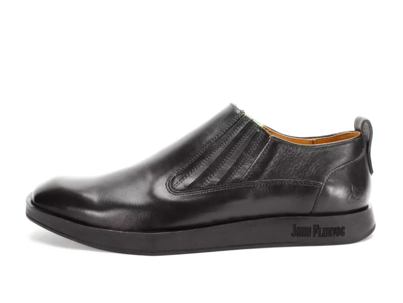 Fluevog Shoes Snazzy | Slip-On Leather Shoe Black/Green Fashion