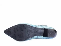 Fluevog Shoes Tammi Rose | Strappy Ankle Bootie Blue Croc Outlet