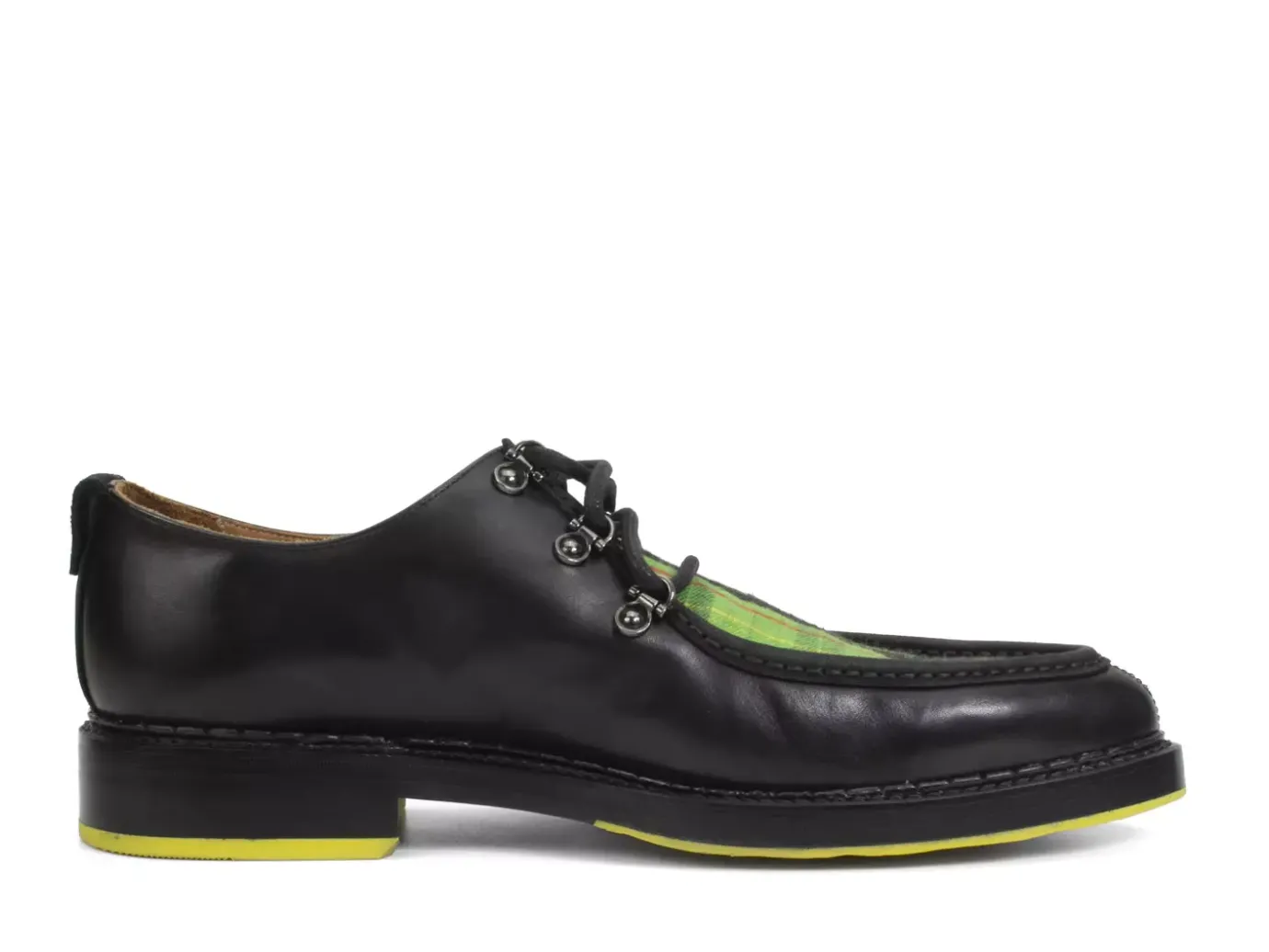 Fluevog Shoes Thorp | D-Ring Lace-Up Shoe Black/Green Plaid Online