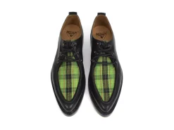 Fluevog Shoes Thorp | D-Ring Lace-Up Shoe Black/Green Plaid Online
