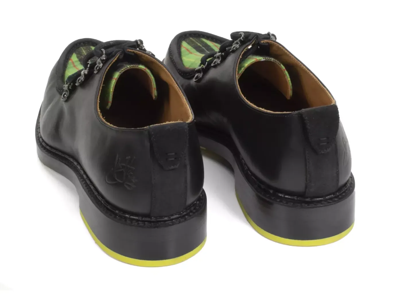 Fluevog Shoes Thorp | D-Ring Lace-Up Shoe Black/Green Plaid Online