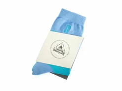 Fluevog Shoes Tobiko Vog Socks | Contrast Pattern Sock Turquoise/Blue Store