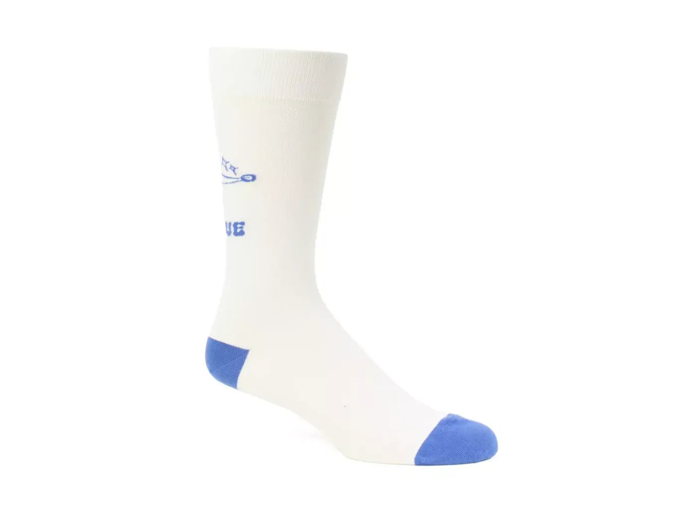 Fluevog Shoes Toph Vog Socks | Floral Freddy Sock Off White/Blue Cheap