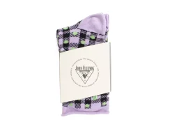 Fluevog Shoes Valentina Vog Socks | Gingham Polka Dot Sock Black/Purple/Green Cheap