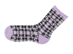 Fluevog Shoes Valentina Vog Socks | Gingham Polka Dot Sock Black/Purple/Green Cheap