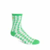 Fluevog Shoes Valentina Vog Socks | Gingham Polka Dot Sock White/Green Shop