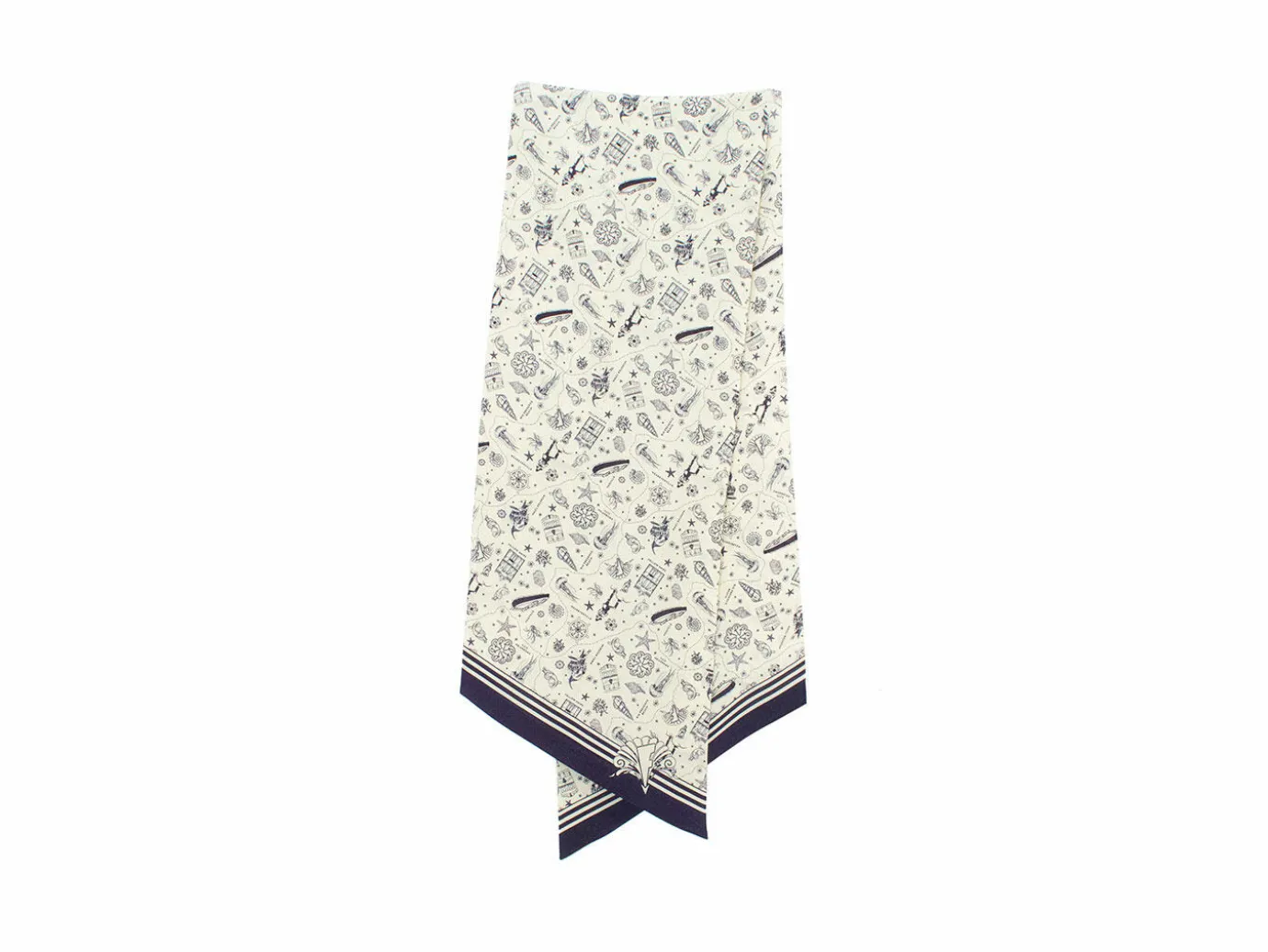 Fluevog Shoes Vog Island Slim Scarf | Nautical Tie Scarf Cream/Navy Best Sale