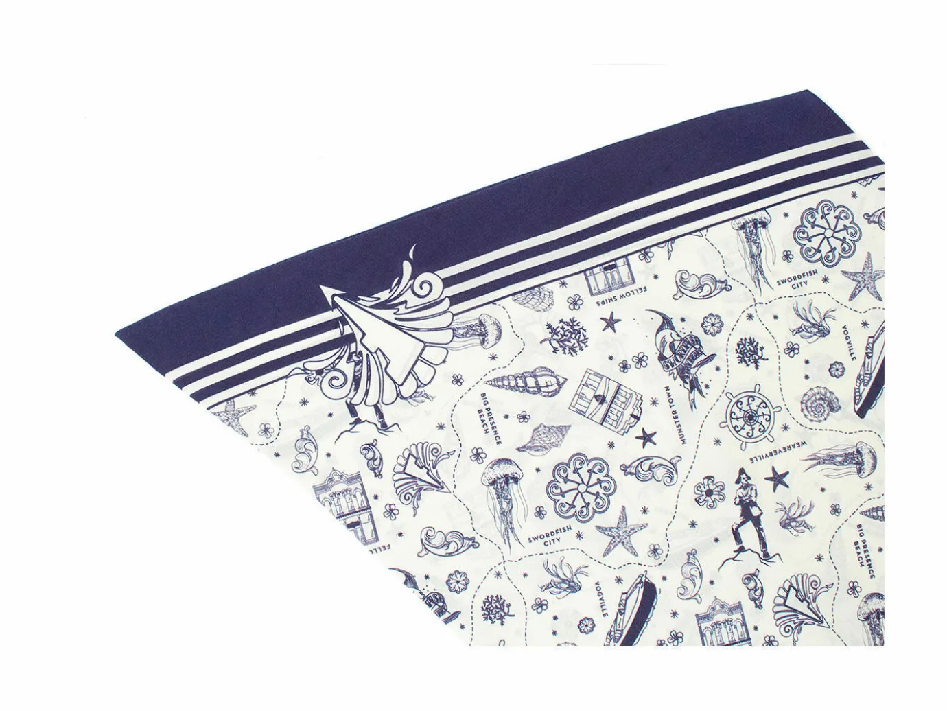 Fluevog Shoes Vog Island Slim Scarf | Nautical Tie Scarf Cream/Navy Best Sale