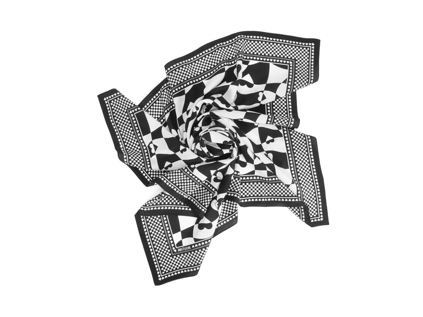 Fluevog Shoes Warped Hearts Scarf | Large Silk Scarf Black/White Best
