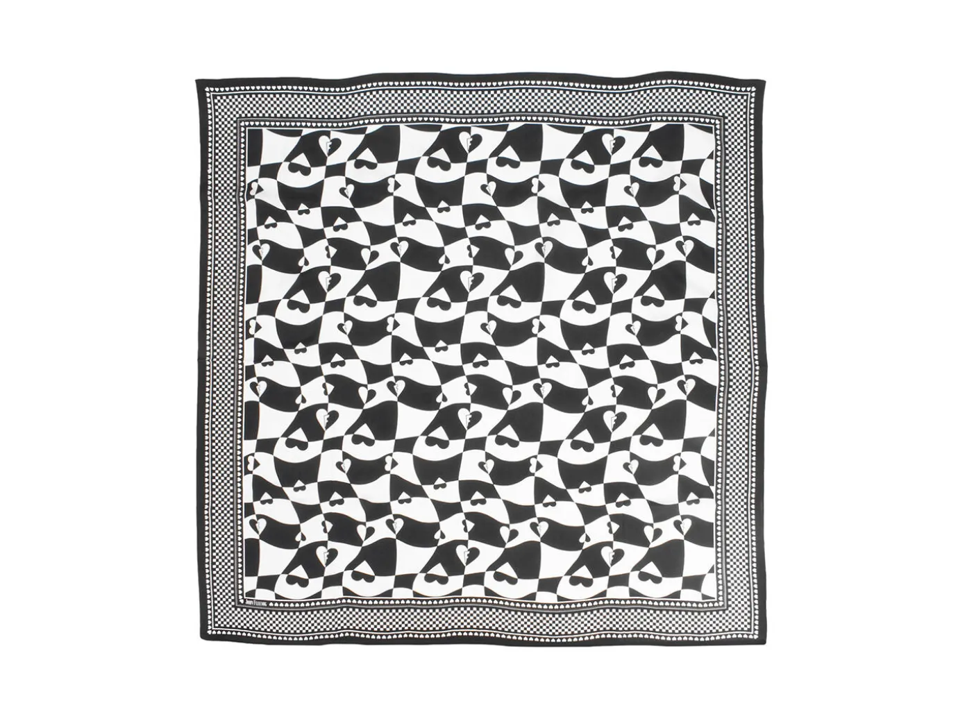 Fluevog Shoes Warped Hearts Scarf | Large Silk Scarf Black/White Online