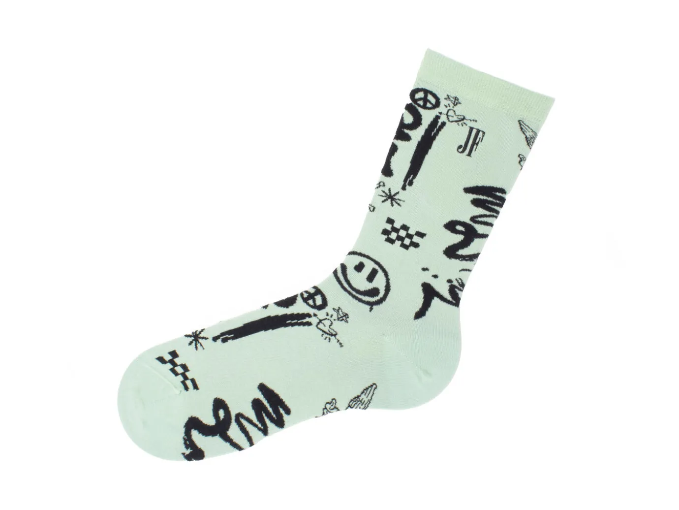 Fluevog Shoes Wolfie Vog Socks | Custom Graffiti Print Sock Green Fashion