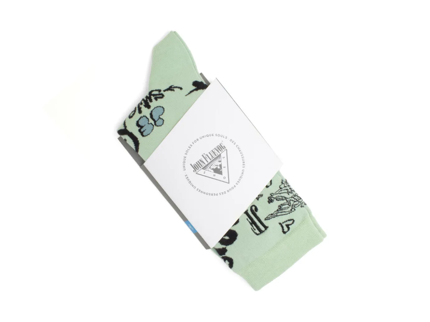 Fluevog Shoes Wolfie Vog Socks | Custom Graffiti Print Sock Green Fashion