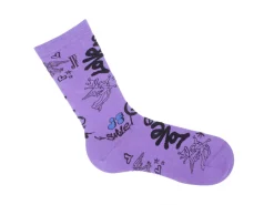 Fluevog Shoes Wolfie Vog Socks | Custom Graffiti Print Sock Purple Clearance