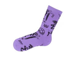 Fluevog Shoes Wolfie Vog Socks | Custom Graffiti Print Sock Purple Clearance