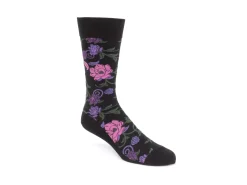 Fluevog Shoes Xay Xay Vog Socks | Custom Floral Sock Black/Purple Discount