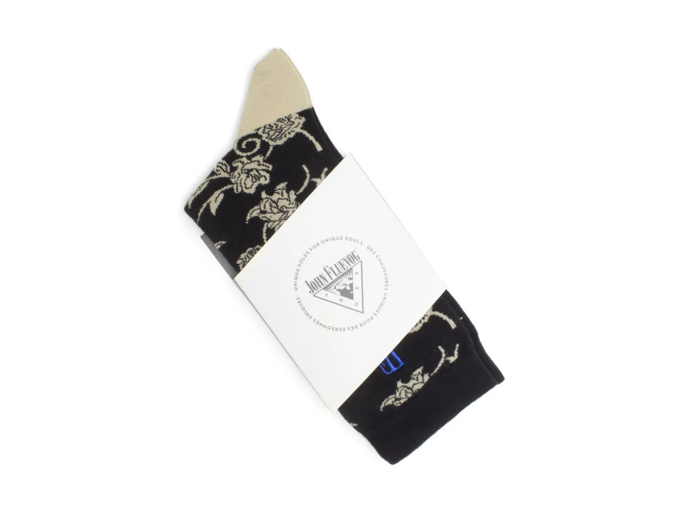 Fluevog Shoes Xay Xay Vog Socks | Custom Floral Sock Black Fashion