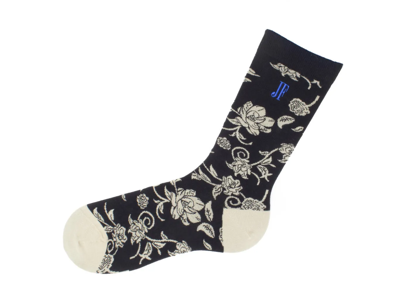 Fluevog Shoes Xay Xay Vog Socks | Custom Floral Sock Black Shop