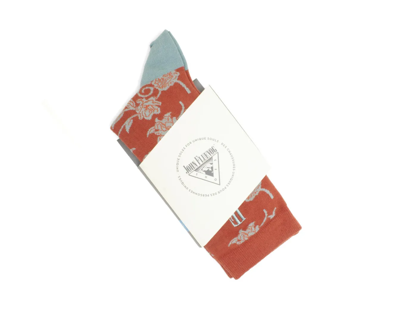 Fluevog Shoes Xay Xay Vog Socks | Custom Floral Sock Copper Flash Sale
